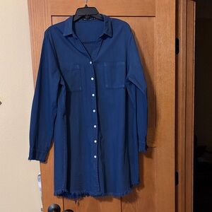Navy Long Sleeve Shirt Dress